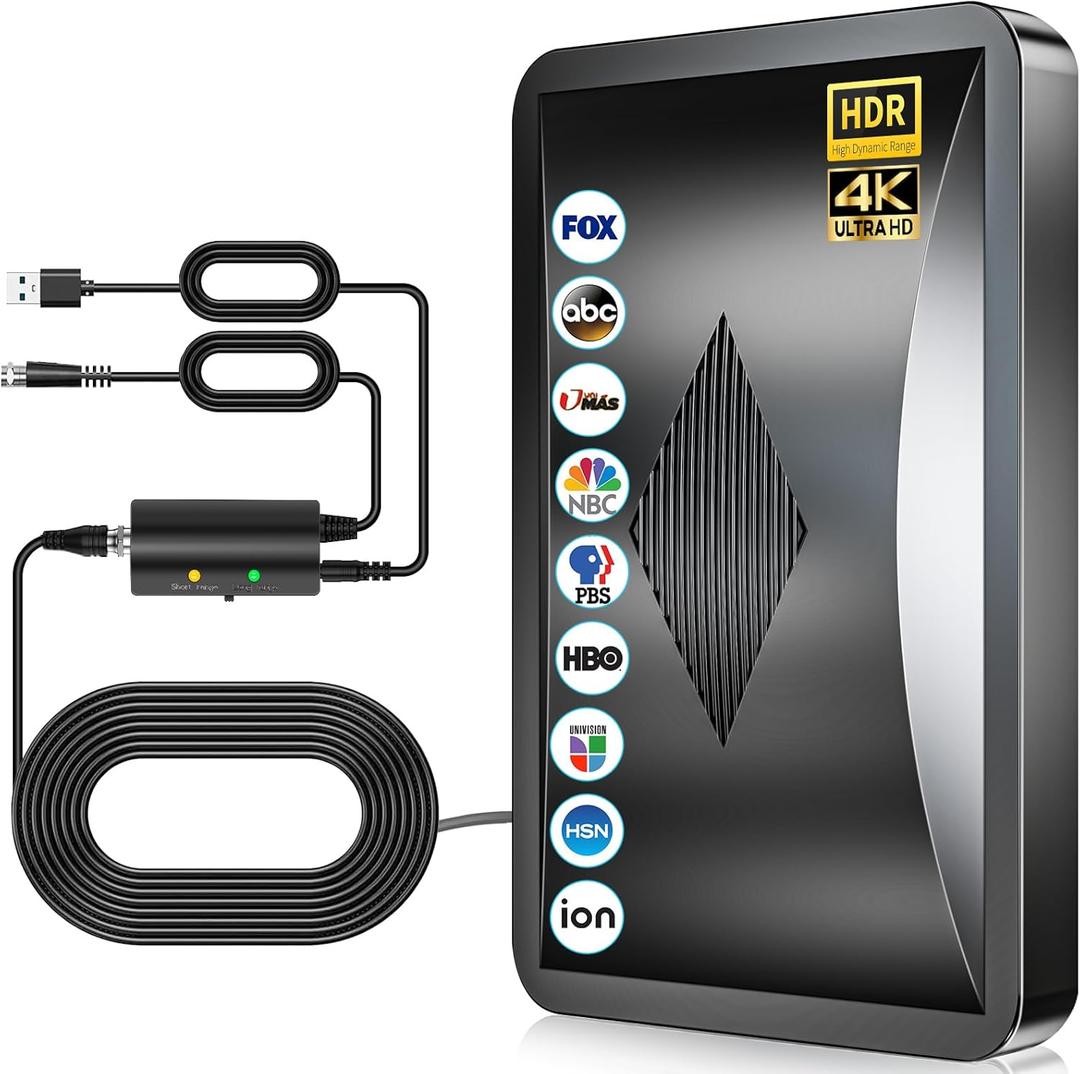 2026 Upgraded TV Antenna Indoor, 3200+ Miles HDTV Antenna for Smart TV Indoor Long Range, Digital Antena for Local Channels with Amplifier Signal Booster 4k 8k- 38FT Thick Coaxial Cable