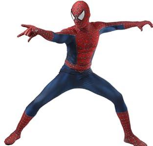 JALYCOS Adult Halloween Superhero Costume, 3D Spandex Bodysuit with Mask, Cosplay Jumpsuit (XL)