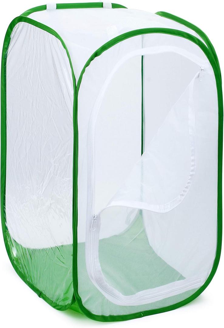 4 Feet Extra Large Monarch Butterfly Habitat, Giant Collapsible Insect Mesh Cage Terrarium Pop-up (White + Green, 28 x 28 x 48 Inches)
