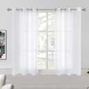BGment Natural Linen Look Semi Sheer Curtains for Bedroom, Grommet Light Filtering Casual Textured Privacy Opaque Sheer Curtains for Living Room, 2 Panels (Each 38 x 54 Inch, White)