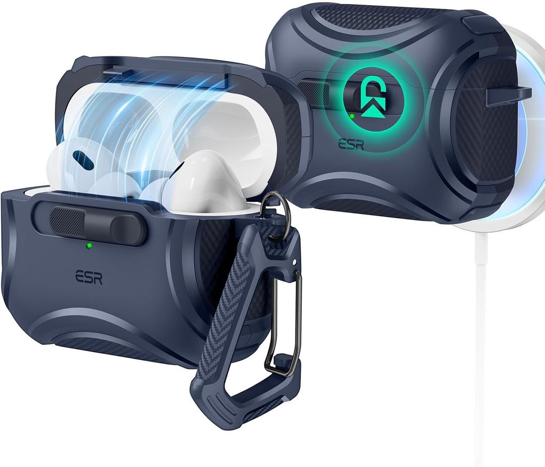 ESR for AirPods Pro 2 Case (2023/2022/2019, 2nd/1st Gen), Compatible with AirPods Pro 2nd Generation (USB-C/Lightning Cable), Effortless MagSafe, Drop-Proof Lock, Easy Open, Cyber Series, cBlue