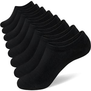 SIXDAYSOX Ondo Cotton No Show Mens Socks 8 Pairs Breathable Low Cut Non-Slip Socks Invisible Summer Socks Size 9-11 Black