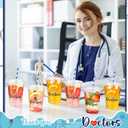 50 Pack National Doctor Day Gifts Thank You Doctors Cups Bulk 16 oz Disposable Clear Plastic Drinking Cup with Lid and Straw Appreciation Gifts Bulk for Medical Staff Nurses Holiday Party Supplies
