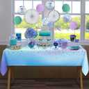 Cheerland Fabric Tablecloth Iridescent Party Decorations Confetti Table Cover for Birthday Party Decorations Iridescent Party Supplies Wedding Table Decorations
