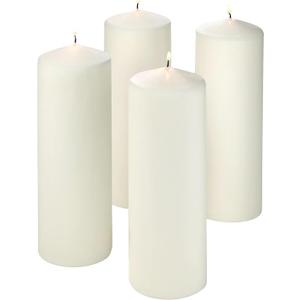 Unscented Pillar Candles - Set of 4 White Pillar Candles - 3x9 Slow Burning Large Candles for Weddings & Table Centerpieces, PARNOO