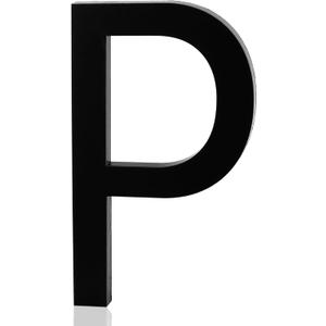2 x 4 Inch Acrylic Frosted Matte Black Letter P, Adhesive House Letters and Numbers for Outside, Modern House Numbers for Apartment Door Farmhouse Mailbox Office Hotel, Address Numbers and Letters