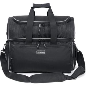Mangrove 2 Ball Bowling Bag - Double Bowling Ball Bag with Dual Padded Holder & Mutiple Pockets - Fits Shoes Up to Mens Size 16 and Accessories (Black)