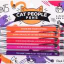 Funny Cat People Pens - Snarky Office Gag Gift, Black Ballpoint Pens with Humorous Sayings for Pet Owners, Cat Lovers, Coworkers