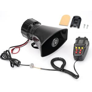 Car Siren Horn 7 Tone with Microphone ,Alarm Horn Siren 12V 100W Emergency Amplifier with Mic PA Speaker System Loud Car Alarm Police Ambulance Fire Hooter Traffic Sound
