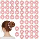 50 Pcs Pink Hair Scrunchies Bulk Valentine's Day Velvet Soft Scrunchy Cute Hair Ties Scrunchies Solid Color Elastic Bands for Women Girl Accessories Party Favor, Pink