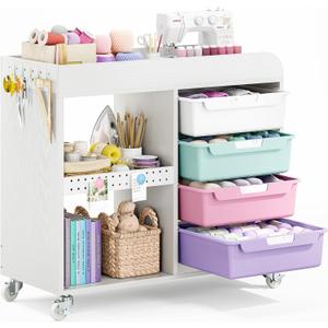 SYKIARIOL Craft Organizers and Art Supply Storage, Art Cart, Ice Cream
