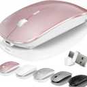 Kovess Wireless Bluetooth Mouse for Mac Air MacBook Pro Laptop PC Pad Optical Rechargeable Silent Mouse with Jiggler Mode Dual Mode Switch Bluetooth 5.2/3.0 and 2.4G USB-A & USB-C Receiver Rose Gold