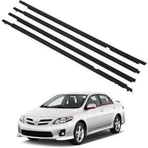 ZONFANT 4 Pcs Black Car Outer Door Window Moulding Trim Weatherstrip Seal Belt Compatible with 2009-2013 Corolla, Replace#75710-02210 75720-02210 75730-02190 75740-02190