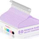 HOUSE DAY 11 Inch Velvet Baby Hangers 50 Pack Lt-Purple, Premium Kids Hangers for Children, Infant & Toddler Clothes, Durable Non Slip Small Baby Felt Hanger for Closet, Ideal for Everyday Use