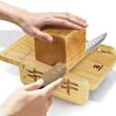 Bread Slicer With Bread knife, World's 1st Horizontal Bread Cutter for Homemade Bread, 4 Thickness Adjustable, Paired With Multifunction Serrated Knife for Efficient Slicing, Baking Gifts