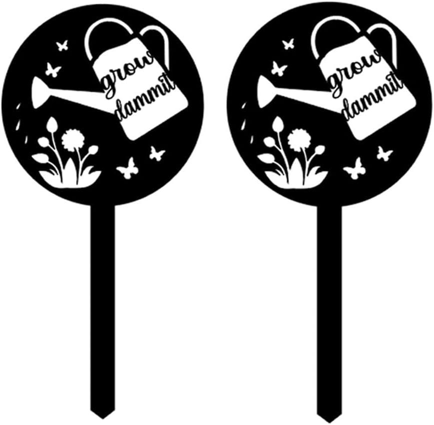 2pcs Grow Dammit Funny Garden Vegetable Signs, Unique Gardening Decor Outdoor, Flower Vegetable Garden Plant Accessories, Fun Gardening Gifts for Women Men Mom Gardeners Who Love Plants