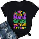 Women Mardi Gras Shirts It's Mardi Gras Yall Tshirts New Orleans Fat Tuesday Carnival Outfits Mask Parade Graphic Tee (XL)