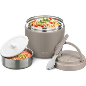 Soup Thermo for Hot Food Insulated Food Jar 32oz, Vacuum Insulated Stainless Steel Lunch Container - Wide Mouth Thermo for Soup & Food, Leakproof Bento Box with Spoon(Khaki)