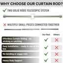 Ceiling Curtain Rod 48-84, Adjustable Ceiling Mounted Curtain Rod, Ceiling Rods for Curtains with three Heavy Duty Modern Design Brackets included, Cortinero De Techo, Brushed Nickel 1 inch