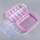 Sooyee Bead Organizer,3-Tier Craft Organizers and Storage,Stackable Storage Containers with 30 Compartments Dividers for Washi Tape,Toy, Nail,Art Supplies, Fishing Tackle, Pink