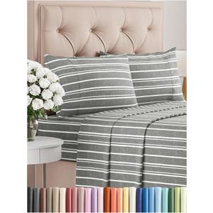 Full Size 4 Piece Sheet Set - Comfy Breathable & Cooling Bed Sheets Set - Hotel Luxury Bedding for Women, Men, Kids, Teens, Boys & Girls - Deep Pockets, Soft, Wrinkle Free - Oeko-Tex - Grey Stripes 3