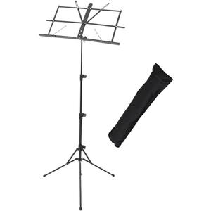 KC Kyoritsu MS-1AL/BK Music Stand, Lightweight, Aluminum, Foldable, Compact, Black (Soft Case Included)