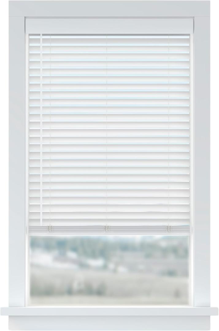 LEVOLOR Basics Cordless Light Filtering Faux Wood Blinds, 2" Blinds for Indoor Windows, Timeless Look, Fits up to 39" Width and 64" Length, Window Shade