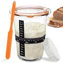 POLYHNIA Sourdough Starter Jar, Wide Mouth Glass Kit for Easy Fermentation, Reusable 27 oz Bread Baking Supplies for Bakery Lovers