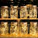 HXWEIYE 8 Pack Solar Mason Jar Lights Lanterns,Jars & Hangers Included30LED Waterproof Hanging Outdoor Fairy Lights for Patio Garden Porch Yard Backyard Balcony Wedding(Warm White)