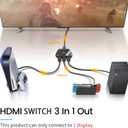 [Upgrade] HDMI Switch 3 in 1 Out, 4K@60Hz HDMI 2.0 Switch Splitter with 2.6FT Long HDMI Cable, 3-Port HDMI Switcher Selector, Supports 4K 30Hz 3D 1080P HDCP2.2 for PS5 Xbox DVD Player Fire Stick PC