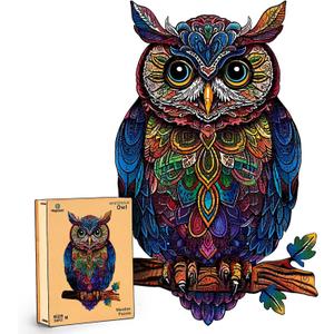 Wooden Puzzles for Adults, Unique Shaped Animal Jigsaw Puzzles, Owl Wood Puzzles Adult, Birthday Gifts for Adult and Kids, 200 Piece 11.14"7.28"