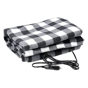 Heated Car Blanket - 12V Electric Travel Blanket for Car, Truck, SUV or RV - Portable Heated Throw for Road Trips, Camping or Winter Emergency Kit for Cold Weather Travel by Stalwart (Black Plaid)