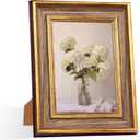 5x7 Vintage Picture Frame Retro Antique Wood Texture Gold Picture Frames 5 by 7 Photo Frame with HD Glass Wall Hang Desktop Display Christmas Birthday Gifts for Women Mom Grandma