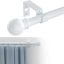 Curtain Rods for windows, 5/8 inch Decorative White Splicing Heavy Duty Metal Curtain Rod set with Brackets (32-93")