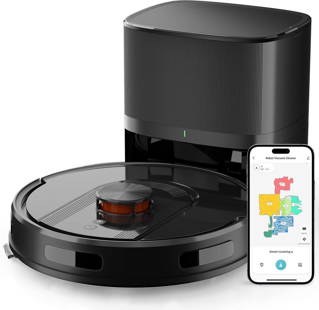 Robot Vacuum and Mop Combo with Self-Emptying, Customizable Map Cleaning with LiDAR Navigation, 6000Pa Suction, Smart No-Go Zones, 70Days Hands-free Robotic Vacuum Cleaner for Floor, Carpet, Pet Hair