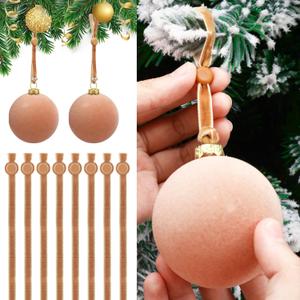 100 Pcs Christmas Velvet Ornament Strings Adjustable Ornament Hooks Non Slip Hangers Hooks Tree for Christmas Tree Decorations(Gold)