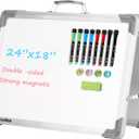 TANKEE Whiteboard 18x24 Inches Double Sided Magnetic Dry Erase Board with Stand, Foldable Desktop Tabletop White Board Easel Portable Whiteboard for Classroom Homeschooling Home Office School Teacher