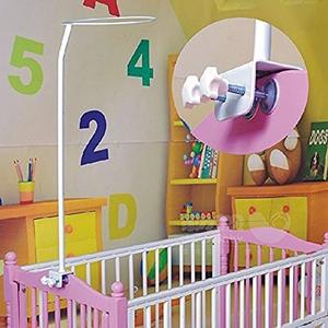 CdyBox Crib Canopy Holder Universal Metal Adjustable Clip-On Stand Bracket for Crib Cot Bed Mosquito Net (White, Stand only)