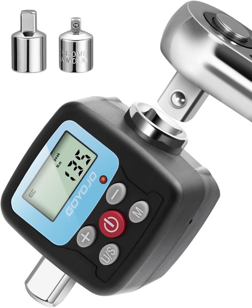 Digital Torque Wrench Adapter, 4-135Nm (2.95-99.6 ft-lb) Electronic Torque Converter with Digital Display, 1/2", 1/4", 3/8" Adapters for Motorcycles, Engine Maintenance, and Versatile DIY Use
