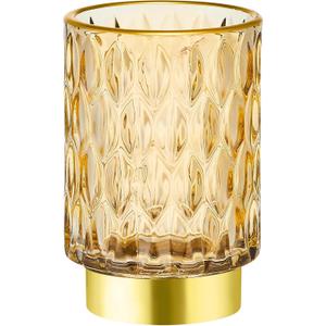 Makeup Brush Holder Organizer,Toothbrush Holders,Desk Pen Pencil Holder,Multifunctional Vintage Glass Brush CupA39-2-US (Gold)