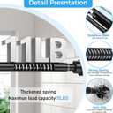 Shower Curtain Rod 31-63 Inch,0.87"Diameter Adjustable Spring Tension Curtain Rods No Drill,Matte Black Shower Tension Rod for Bathroom,Room Divider,Window,Anti-Rust Non-Slip 2-Pack
