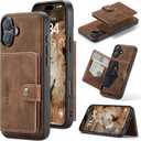 Wallet Case Designed for iPhone 17 Premium PU Leather Detachable Magnetic Card Holder Shockproof Magnet Wallet Phone Cover for iPhone 17 (Brown)