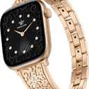 Wearlizer Compatible with Apple Watch Bands for Women 41/40/38/44/45/46/49/42mm, Jewelry Dressy Stainless Steel Metal Scrollwork Chain Bracelet for iWatch Band Series 11 10 9 8 7 6 5 4 SE/Ultra 3