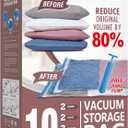 10 Space Saver Vacuum Sealed Storage Bags (2 Jumbo/2 Large/3 Medium/3 Small) with Hand Pump, Seal Bags for Clothing, Comforters, Pillows, Towel, Blanket Storage, Bedding