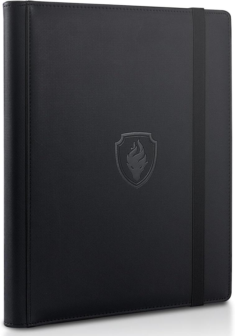 Trading Card Binder 9 Pocket, Fabmaker PU Cover Card Collection Binder for 360 Cards, Premium Card Book, Sturdy Card Holder Folders, Card Album for YuGiOh, MTG, TCG, Game Cards & Sports Cards, Black
