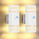 Dusk to Dawn Outdoor Wall Lights Modern Exterior Lighting Fixtures, 2 Pack White Outside Lights for House, Up and Down Porch Lights Outdoor Waterproof Sconces Wall Lighting for Garage Patio