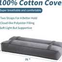 HOMBYS Knee Pillow for Side Sleepers with Elastic Straps, 4" Height Cotton Cover Leg Pillow for Aligns Spine & Relieves Pressure Hip & Leg Elevation, Supportive Pillow for Lower Back, Grey