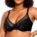 OEAK Womens Minimizer Bras Underwire Full Coverage Bra Plus Size Unlined Lace Bralette Lifting Tshirt Bras for Large Breast (38DD, Black)