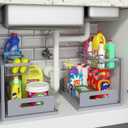 REALINN Under Sink Organizer, Pull Out Cabinet Organizer 2 Tier Slide Out Sink Shelf Cabinet Storage Shelves, Storage for Kitchen Bathroom, Grey, 2 Pack