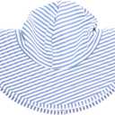 RuffleButts Baby/Toddler Girls UPF 50+ Sun Protective Wide Brim Swimwear Sun Hat (3-5T, Periwinkle Blue Seersucker)